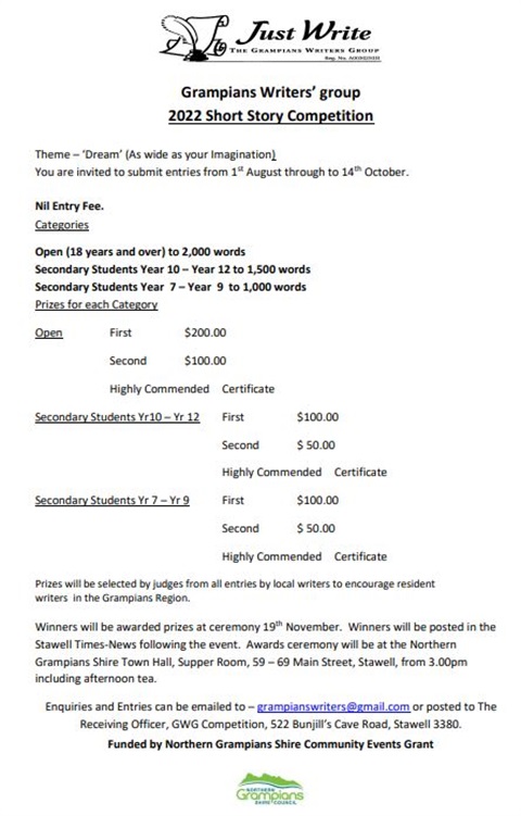 Grampians Writters Group 2022 Short Story Competition.JPG